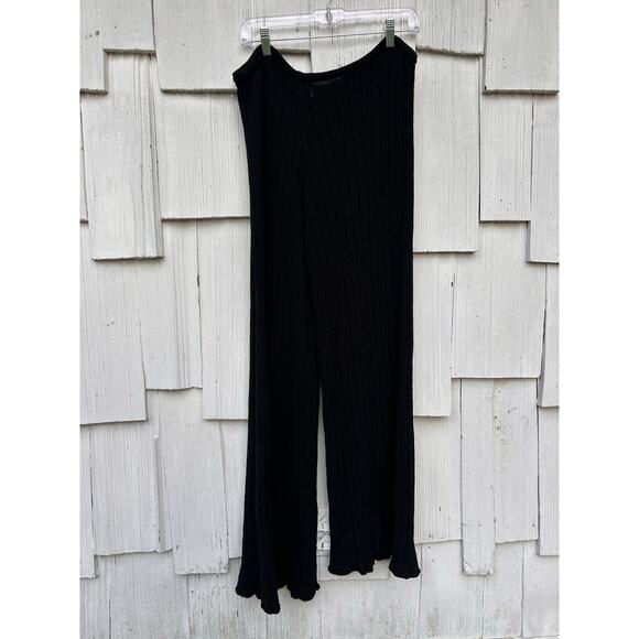 Revolve SNDYS Everyday Knit Wide Leg Pants Coverup Swim Black size L NWT - Picture 8 of 11